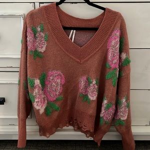 Anthropologie Drop shoulder V-Neck Jumper sweater